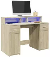 vidaXL LED-Schreibtisch Sonoma-Eiche 120x55x91 cm Holzwerkstoff