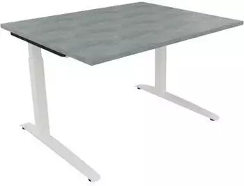 Soennecken Schreibtisch Kufe Quadrat 120x100cm h&ouml;henverstellbar 65-85cm wei&szlig;/Beton hell (810021683)