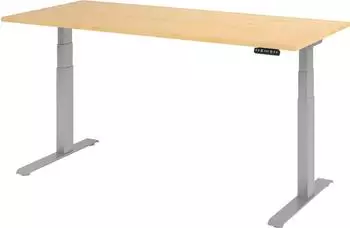 Hammerbacher XDKB19 Sitz-Steh-Schreibtisch elektrisch h&ouml;henverstellbar 180x80cm Ahorn/Silber (VXDKB19/3/S)