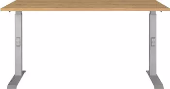 Germania Downey Schreibtisch h&ouml;henverstellbar 140cm, Eiche-Nachbildung/Silber (7904-638)