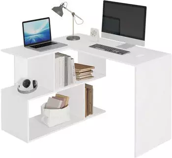 Woltu Eckschreibtisch L-Form mit Ablagef&auml;chern 120x100cm (TS64WS)