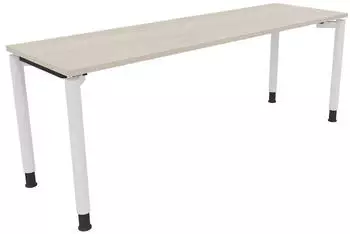 Soennecken Schreibtisch Vierfu&szlig; Rundrohr 200x60cm h&ouml;henverstellbar 68-82cm Akazie hell/wei&szlig; (810042372)