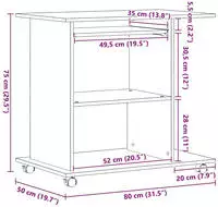 vidaXL Computertisch Eiche schwarz 80x50x75 cm Holzwerkstoff