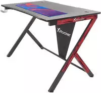 X Rocker Ocelot Aluminium Carbon Gaming Tisch mit Stickern in Rot & Blau - Gerade -