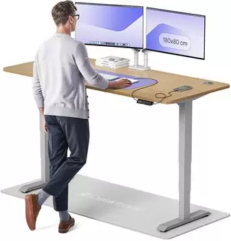Desktronic HomePro Höhenverstellbarer Schreibtisch Massiv Eiche 180x80cm (HomePro)
