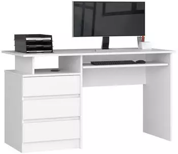 Akord Furniture Factory CLP PC-Schreibtisch 3 Schubladen, 135x60x77cm, Wei&szlig; (CLP)