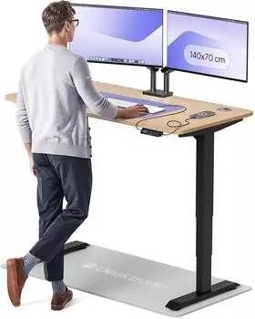 Desktronic HomePro Elektrisch höhenverstellbarer Schreibtisch Bambus/Schwarz 140x70cm (BLACK_BAMBOO_SKU_42_SKU_78)