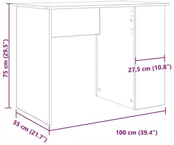 vidaXL Schreibtisch Handwerks-Eiche 100x55x75cm Holzwerkstoff (855857)
