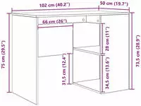 vidaXL Schreibtisch Graues Sonoma 102 x 50 x 75 cm Holzwerkstoff