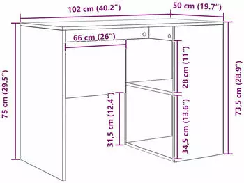 vidaXL Schreibtisch mit Ablage Grau Sonoma 102x50x75cm Holzwerkstoff (869543)