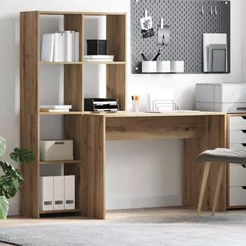 vidaXL Schreibtisch Artisan-Eiche 138,5x55x143cm Holzwerkstoff