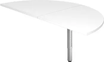 Hammerbacher Anbautisch 160x80cm 2x Viertelkreis, Fu&szlig; eckig, Wei&szlig;/Silber (VRA160/W/S)