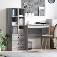 vidaXL Schreibtisch mit Schubladen mit Regal 2 pcs Graues Sonoma