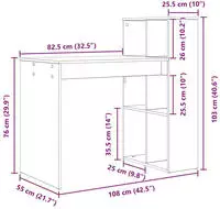 vidaXL Schreibtisch mit Regal Ger&auml;ucherte Eiche 108 x 55 x 103.5 cm