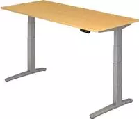 Schreibtisch A-ktiv H650-1300xB1800xT800mm Buchedekor ger.Form C-Fu&szlig;