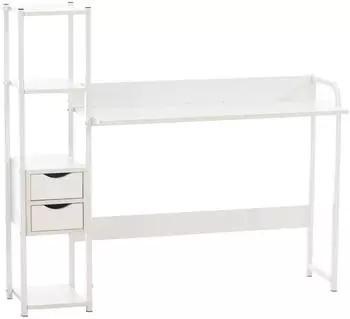 CLP Widnes Schreibtisch Industrial MDF & Metall mit Regal, Wei&szlig;/Wei&szlig; (317323)
