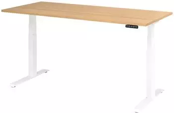 Hammerbacher XDKB19 Sitz-Steh-Schreibtisch elektrisch h&ouml;henverstellbar 180x80cm Eiche/Wei&szlig; (VXDKB19/E/W)
