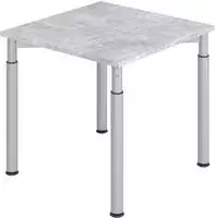 Schreibtisch Sero-H H680-820xB800xT800mm Beton ger.Form 4-Fu&szlig;-Gestell silber
