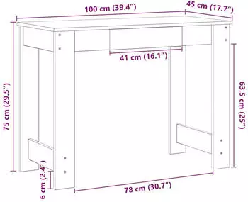 vidaXL Schreibtisch Altholz-Optik 100x45x75cm Holzwerkstoff (860434)
