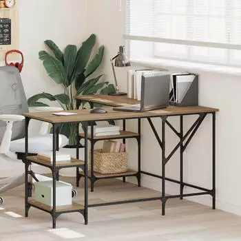 vidaXL Schreibtisch Artisan-Eiche 139x139x75cm Holzwerkstoff