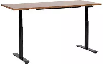 Beliani Destinas Elektrisch H&ouml;henverstellbarer Schreibtisch 160x72cm Dunkles Holz, Schwarzes Stahlgestell (445193)