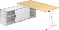 Hammerbacher-Anbauschreibtisch T-Fu&szlig; 160x80cm Ahorn/Wei&szlig;-VOSE16/3/W