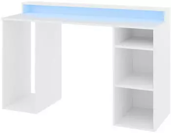Mirjan24 Gamer 1 Gaming-Schreibtisch mit LED RGB, Monitorablage, Wei&szlig;, 138x90x48cm