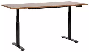 Beliani Destinas Elektrisch H&ouml;henverstellbarer Schreibtisch 180x80cm Dunkles Holz, Schwarzes Stahlgestell (444937)