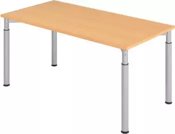 Hammerbacher Y-Serie Schreibtisch h&ouml;henverstellbar 160x80cm Buche/Silber (VYS16/6/S)