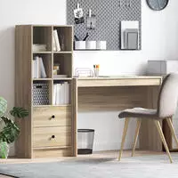 vidaXL Schreibtisch mit Schubladen mit Regal 2 pcs Sonoma-Eiche