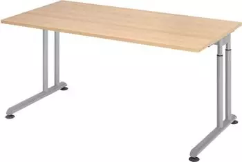 Hammerbacher Schreibtisch C-Fu&szlig; h&ouml;henverstellbar 160x80cm Eiche/Silber (VZS16/E/S)