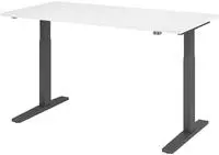 Hammerbacher-Sitz-Steh-Schreibtisch el.160x80cm Wei&szlig;/Graph-VXMKA16/W/G