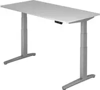 Schreibtisch A-ktiv H650-1300xB1600xT800mm lichtgrau ger.Form C-Fu&szlig;