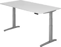 Hammerbacher Sitz-Steh-Schreibtisch elektrisch 200x100cm Wei&szlig;/silber