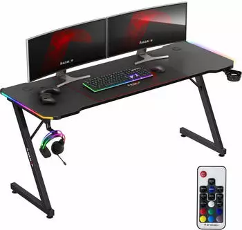 huzaro Hero 4.8 RGB Gaming-Schreibtisch 160x60cm Carbon Schwarz (Hero 4.8 RGB)