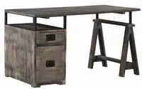 Massivmoebel24 - Schreibtisch Mango 140x78x80 Grau Lackiert Railway 229