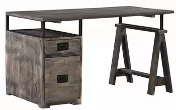 Massivmoebel24 Railway #229 Schreibtisch Mango 140x78x80cm grau lackiert (09-360-772-1025)