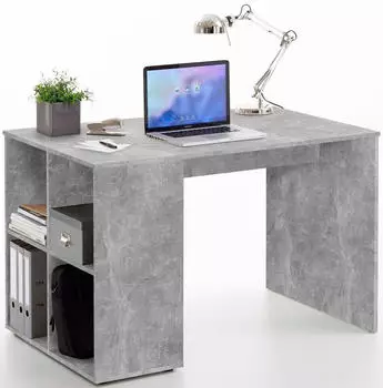 FMD Gent Schreibtisch mit Regalfach, Holz, Beton, 117x75x73cm (366-001E)