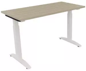 Soennecken Schreibtisch Kufe Quadrat 120x60cm h&ouml;henverstellbar 65-85cm Eiche Natur/Wei&szlig; (810021971)