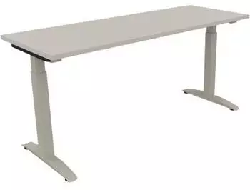 Soennecken Schreibtisch Kufe Quadrat 160x60cm h&ouml;henverstellbar 65-85cm lichtgrau/silber (810024881)