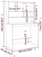 vidaXL Schreibtisch mit Regal R&auml;uchereiche 102x45x148 cm Holzwerkstoff