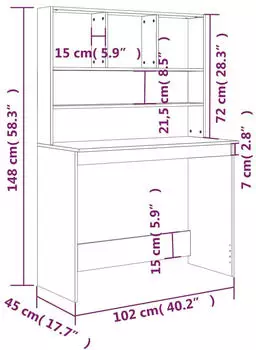 vidaXL Schreibtisch mit Regal Holzwerkstoff R&auml;uchereiche (823005)