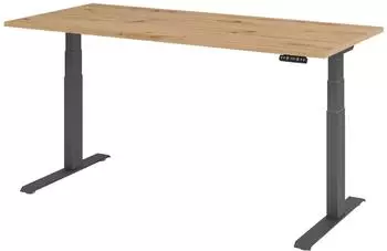 Hammerbacher XDKB19 Sitz-Steh-Schreibtisch elektrisch h&ouml;henverstellbar 180x80cm Asteiche/Graphit (VXDKB19/R/G)