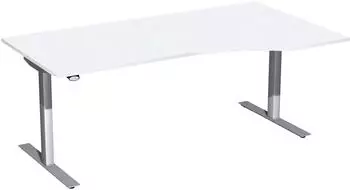 Geramöbel Flex Sitz-Steh-Schreibtisch elektrisch höhenverstellbar, Freiform rechts, 180x80/100cm, weiß/silber (S-08F1811-WS)