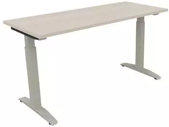 Soennecken Schreibtisch Kufe Quadrat 140x60cm h&ouml;henverstellbar 65-85cm Akazie hell/Silber (810023372)