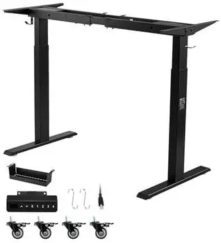 VEVOR Elektrisches Schreibtischgestell h&ouml;henverstellbar 125kg 2 Motoren, Schwarz (ZW-07)