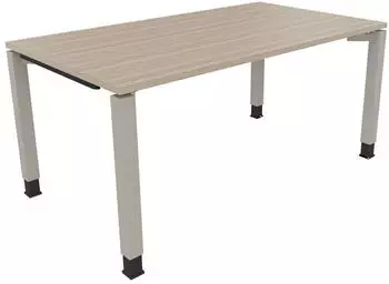 Soennecken Schreibtisch Vierfu&szlig; Quadratrohr 160x90cm h&ouml;henverstellbar 68-82cm Eiche Natur/Silber (810032671)