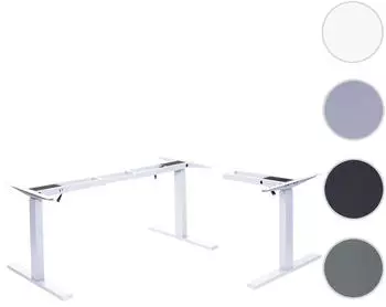 Mendler HWC-D40 Tischgestell Eck-Schreibtisch elektrisch h&ouml;henverstellbar 45kg wei&szlig; (62774)
