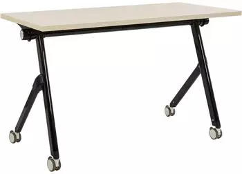 Beliani Bendi Klappschreibtisch mit Rollen 120x60cm Helles Holz & Schwarz (508518)