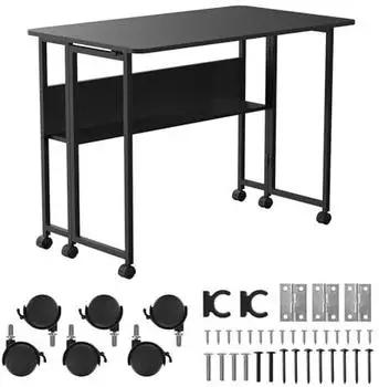 Maclean Klapptisch auf Rollen 100x58cm schwarz, max. 50kg (MC-126 B)